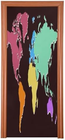 Susiyo Colorful World Map Halloween Door Cover