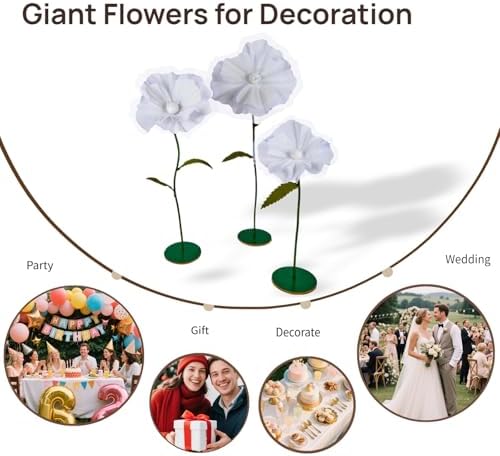 Giant White Flowers for Decor with Stand