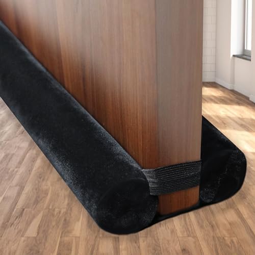 JUJIBL Under Door Draft Stopper 32 Inch No Adhesive SoundProof Black