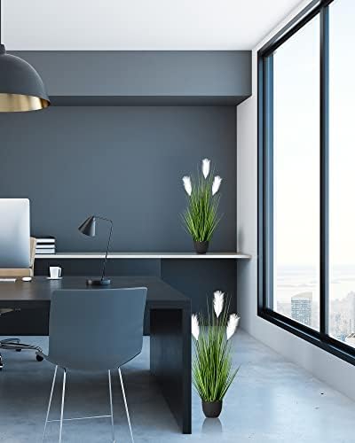 2 Pack 34 Inch Artificial Pampas Grass Plants with Reed Flowers for Home Decorations