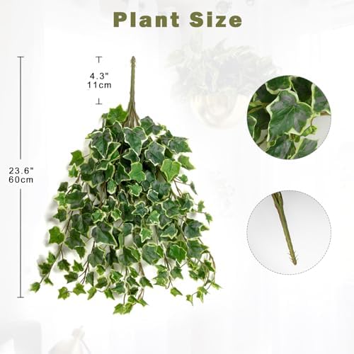 Hollyone 2pcs Artificial Hanging Plants Fake Ivy Vine for Indoor Outdoor Decor
