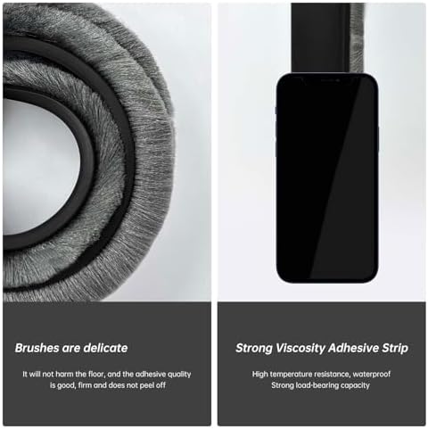 Self-Adhesive Door Sweep with Brush for Bottom Seal Black 3937 Inch Length