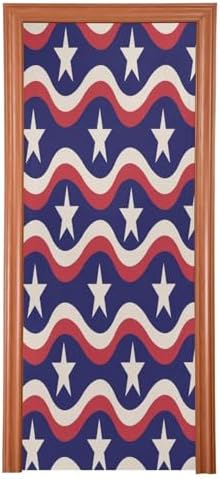 Susiyo Fag White Stars Halloween Door Cover Stretch Fabric Backdrop for Home Party Decoration