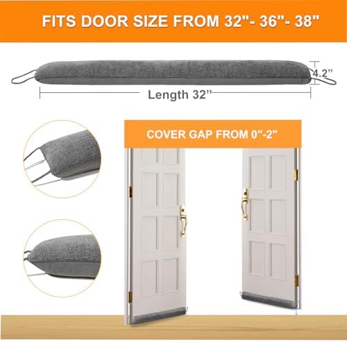 Makryebi Weighted Door Draft Stopper 32 Inch Grey