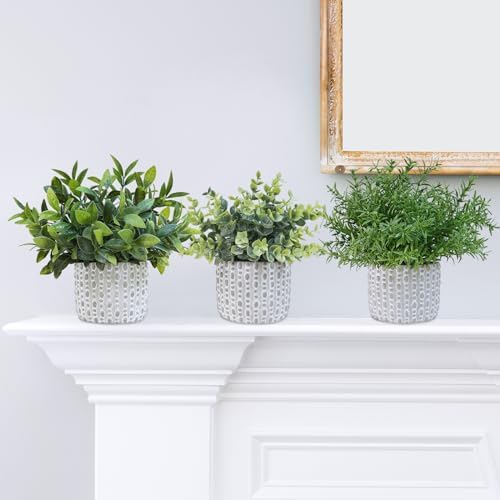 Winlyn 3 Pcs Artificial Potted Plants Set