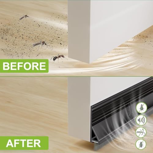 DINGLIAN 2 Door Brush Bottom Sweep Self Adhesive Draft Stopper 2 W x 39 L Black