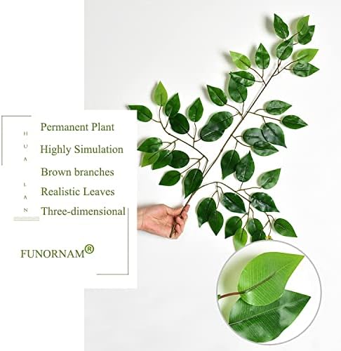 12Pcs Ficus Leaves Artificial Branches for Wedding Arch and Home Dcor