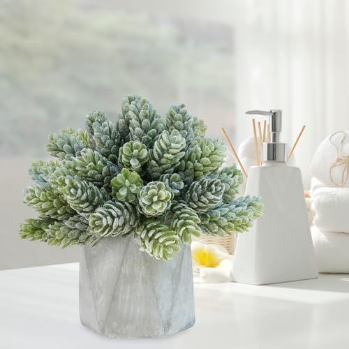 Winlyn Set of 3 Mini Artificial Succulent Plants in Gray Hexagon Ceramic Pots