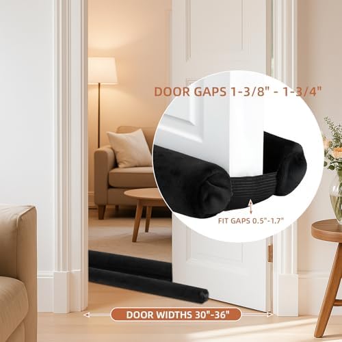 Amugret Thin Draft Stopper for Bottom of Door 30 to 36 Under Door Gap Filler Soundproof and Floor-Safe