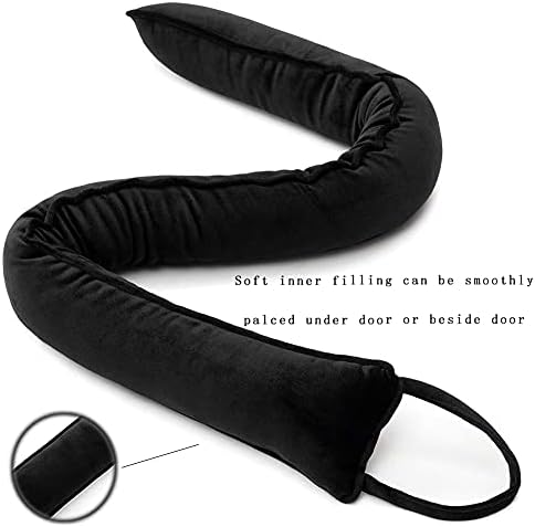DreamQuil Under Door Snake Draft Stopper - Noise Air Blocker With Heavy Bottom Guard - 36 Inch Ink Black