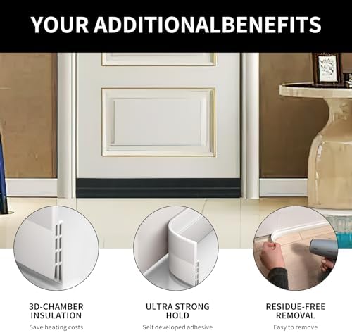 VZZNN 2 Pack Door Draft Stopper with Adhesive Black 78 L