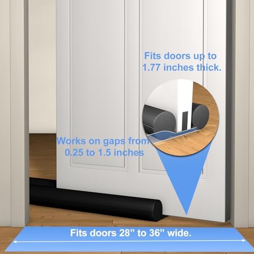 LM BODYCARE Upgrade 36 Inch Soundproof Door Draft Stopper Black Noise Blocker