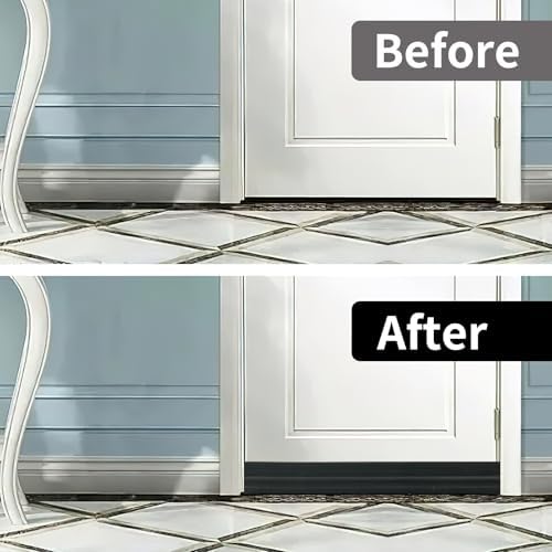 VZZNN 2 Pack Door Draft Stopper with Adhesive Black 78 L