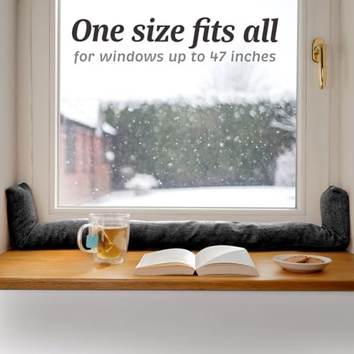 Praknu Draft Stopper for Window Sill 47 Inches Gray