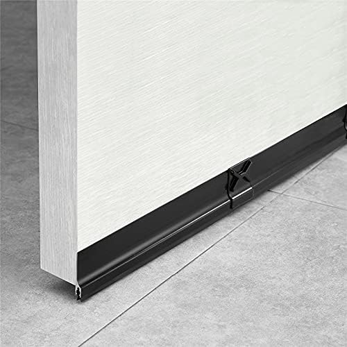 Aluminum Door Draft Stopper 36 Inch Metal Sweep Bottom Seal Strip Noise Blocker with Rubber Sweep Black