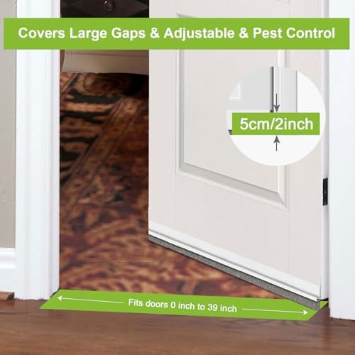 2 PCS Door Draft Stopper with Brush Self Adhesive White