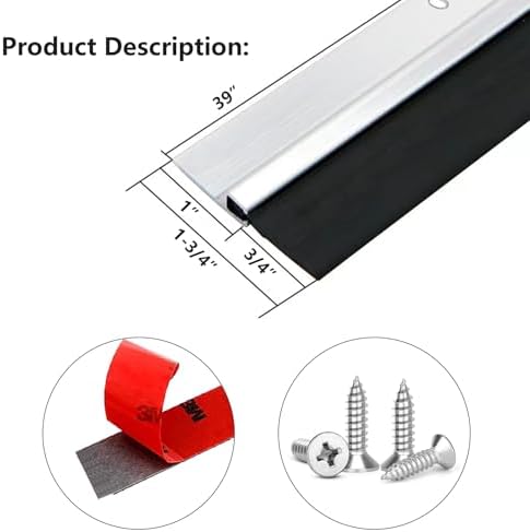 2 Pack Door Draft Stopper with Strong Adhesive Aluminum Seal
