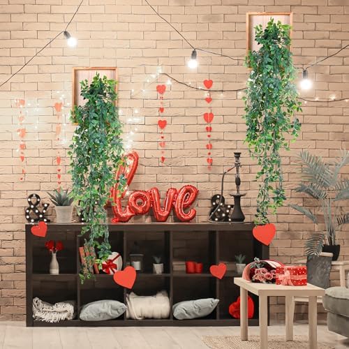 2 Pack Artificial Hanging Mandala Plants with Wooden Frames