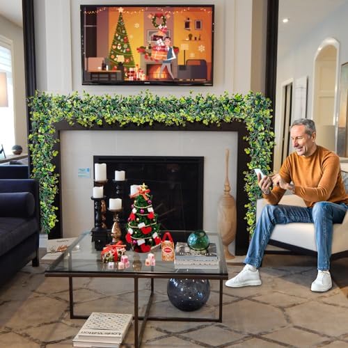 Uqueeten Vines Faux Eucalyptus Garland 59 FT 2 Pack for Wedding Backdrop and Wall Decor