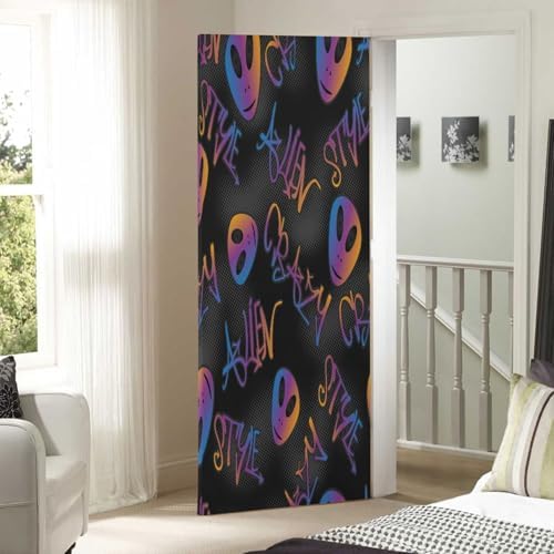 Susiyo Bright Aliens Graffiti Door Cover Halloween Decor