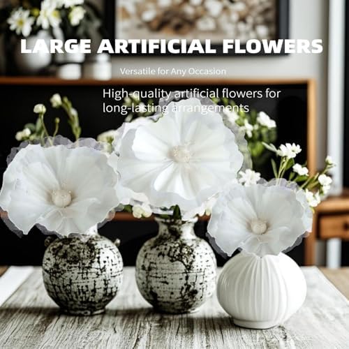 Giant White Flowers for Decor with Stand
