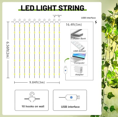 HXWEIYE 12 Pack Artificial Ivy Garland with 200LED String Light