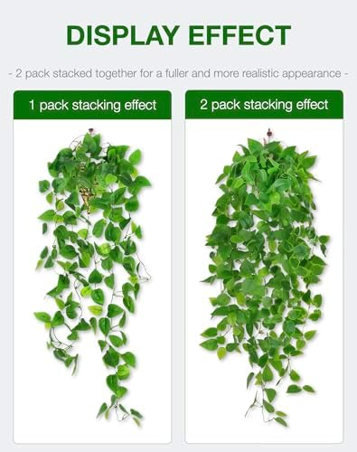 2 Pack Artificial Hanging Ivy Plants 36ft - Decor for Indoor Outdoor Events