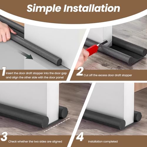 Vrizminfly Under Door Draft Stopper 36 Inch Adjustable Door Sweep Black