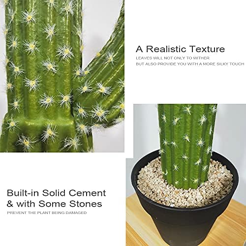 Momoplant Artificial Cactus Plant 24 Inch Tall with Black Planter