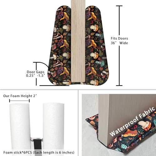Adjustable 36 Inches Door Draft Stopper - Mushroom Black