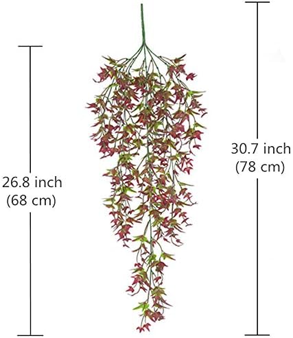 CATTREE Artificial Hanging Vine with Red Leaves 2 Pcs