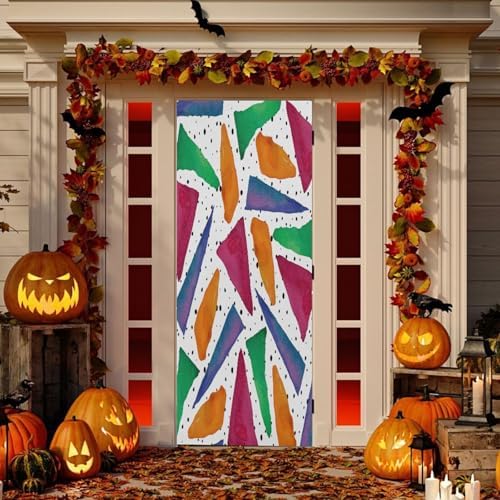 Susiyo Bright Watercolor Triangles Halloween Door Cover