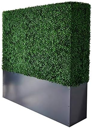AGPL Artificial Boxwood Hedge Wall with Gray Planter