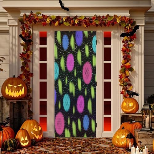 Susiyo Colorful Abstract Halloween Door Cover Stretch Fabric 32x79 in