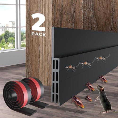 Dinglian 2 Pc Door Draft Stopper Black 2x39 Inches