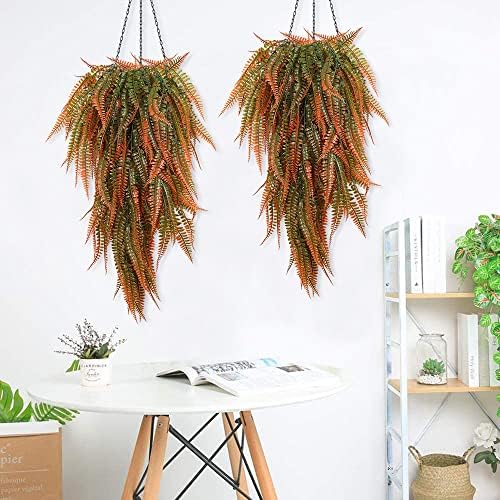RECUTMS 4Pcs Fake Boston Fern Hanging Plants