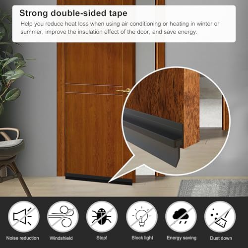 2 Pack Door Draft Stopper 39 Inch Black Aluminum Door Seal