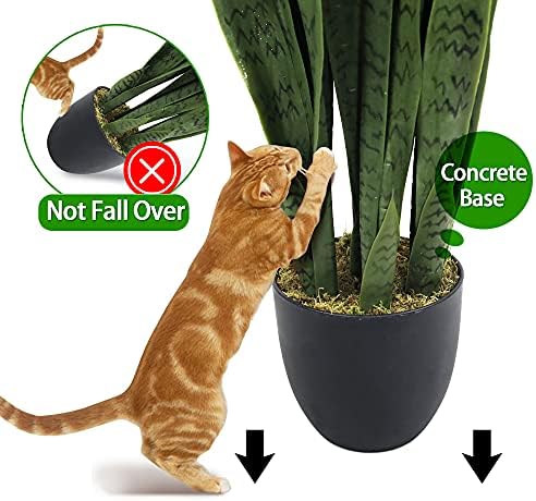 Greens Word 35 Lifelike Faux Snake Plant with 28 Thick PEVA Leaves