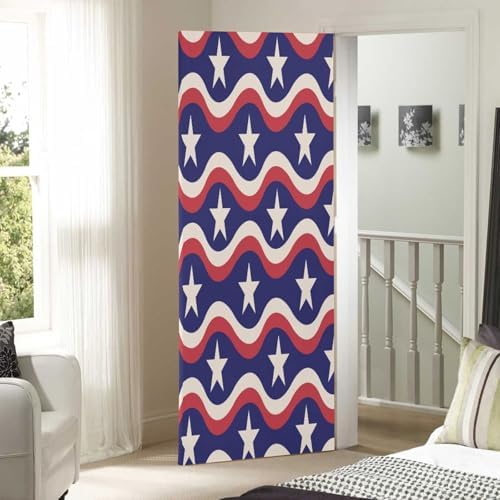 Susiyo Fag White Stars Halloween Door Cover Stretch Fabric Backdrop for Home Party Decoration