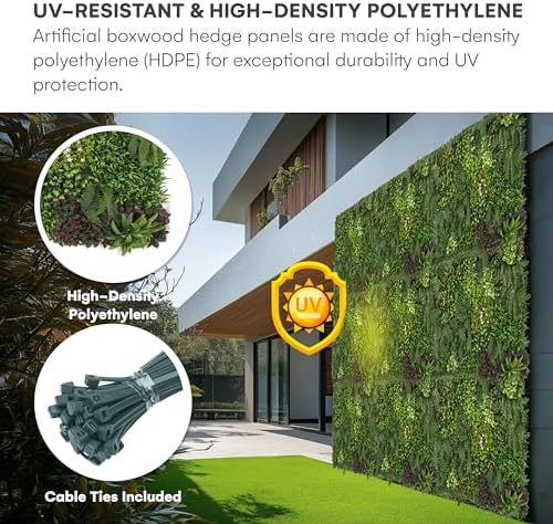 Flybold Greenery Wall Backdrop - 40x40x4 Inches Faux Boxwood Panels Pack of 3