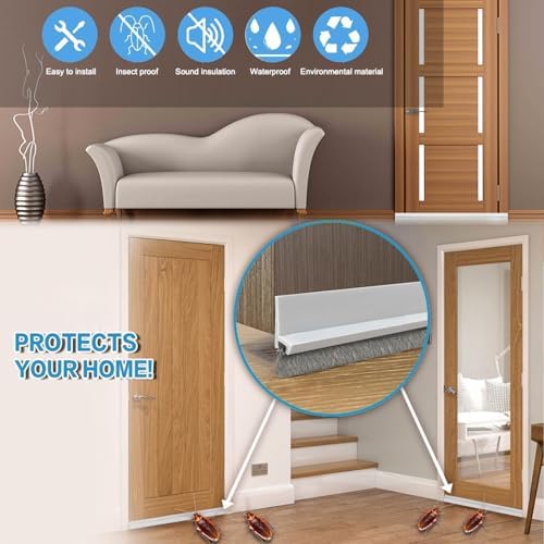 39 Inch Door Draft Stopper with Brush - Black