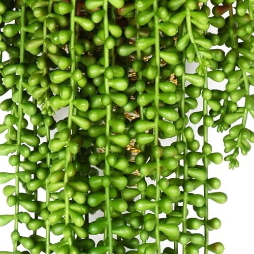 HANDIC 3 Pack Artificial String of Pearls Plants Green Hanging Decor