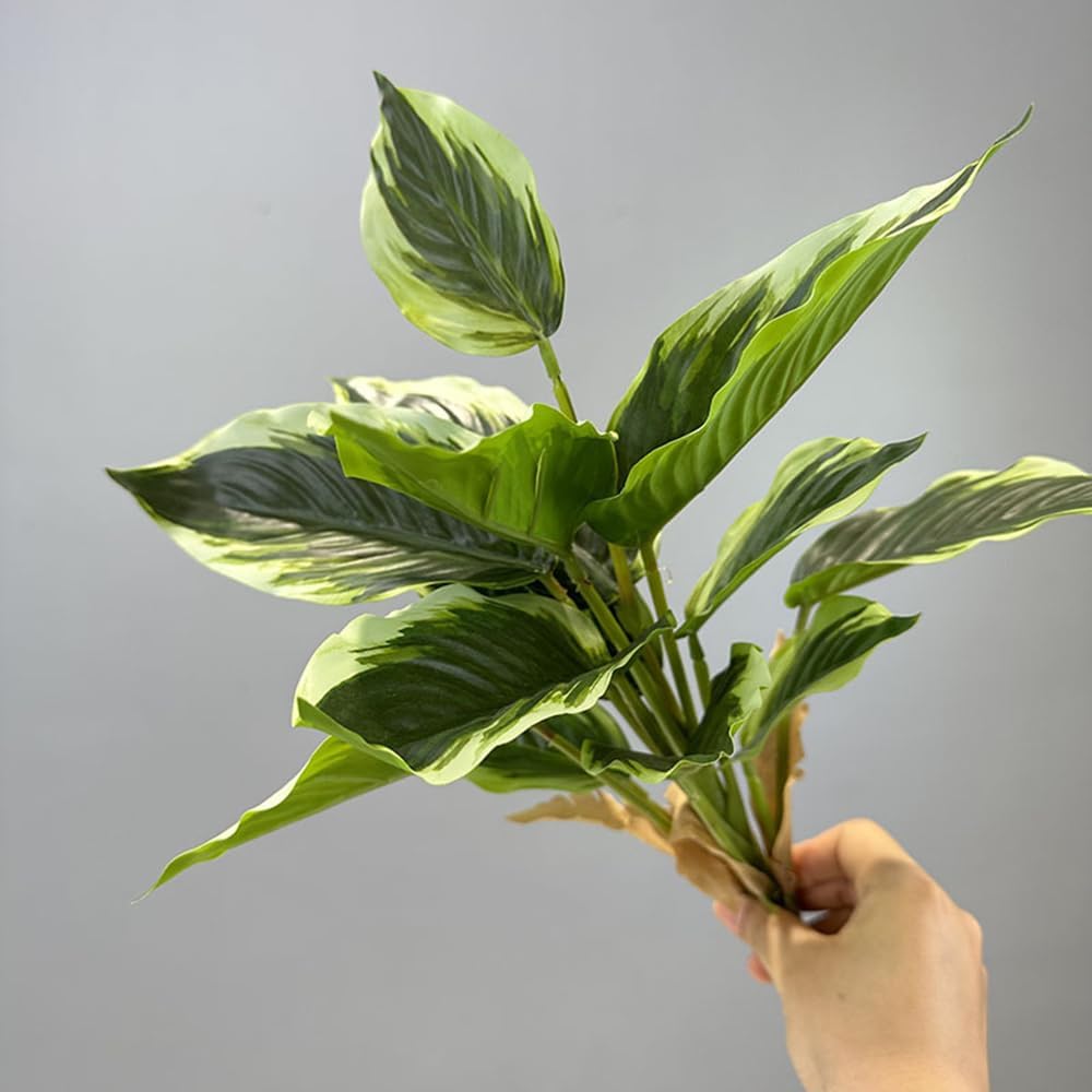 2 Pack Variegated Hosta Artificial Plants 1771in UV Resistant Greenery