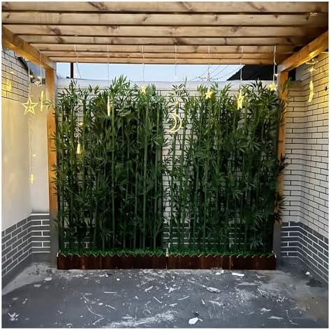 Faux Bamboo Plant Artificial Bamboo Indoor Outdoor Decor With Wood Base