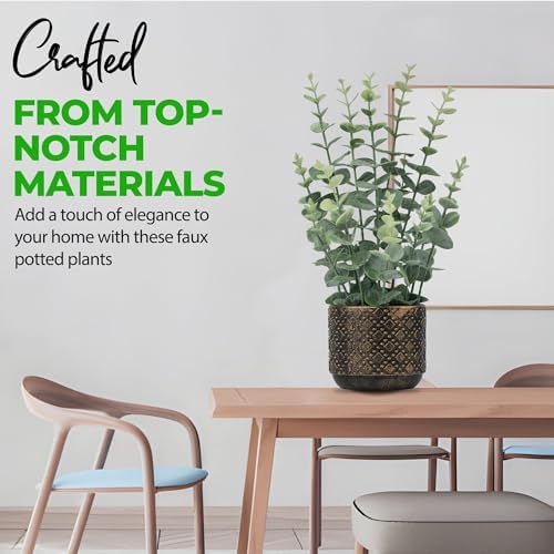 Hisow Artificial Plants Indoor Small Eucalyptus Leaf