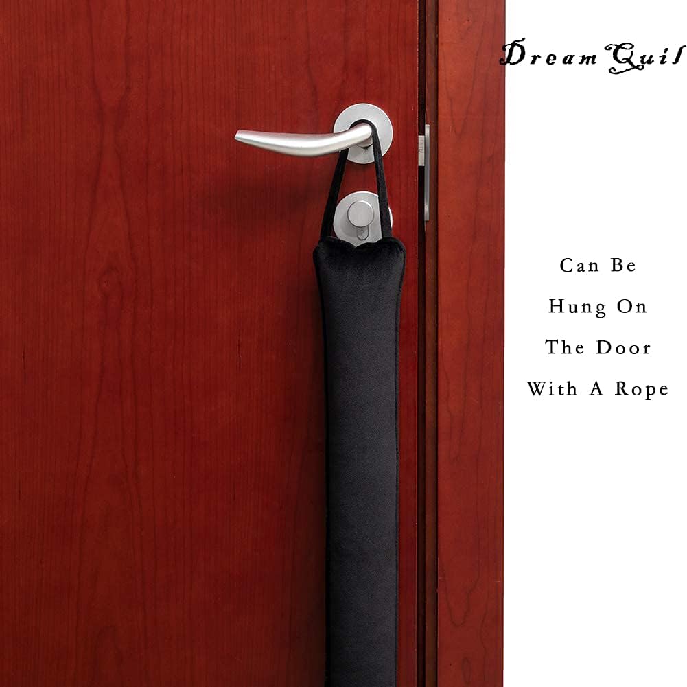 DreamQuil Under Door Snake Draft Stopper - Noise Air Blocker With Heavy Bottom Guard - 36 Inch Ink Black