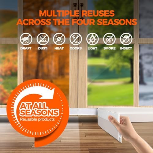 Holikme Reusable Door Draft Stopper 41 Inch White