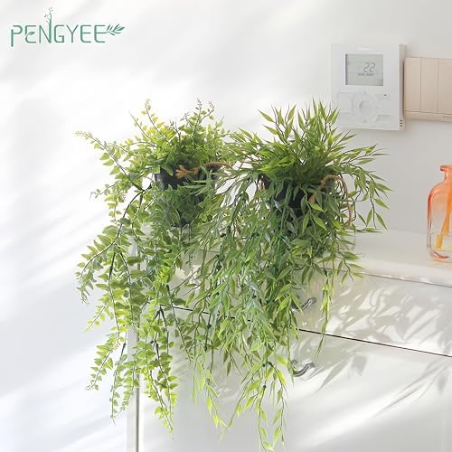 3 Packs Fake Hanging Plants with Pots and Twines for Wall Decor