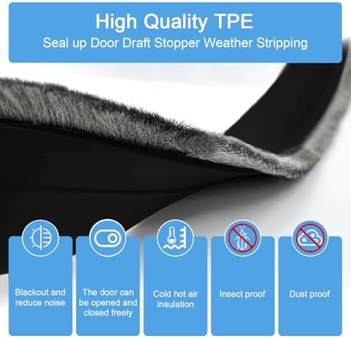 2 PCS Door Draft Stoppers with Brush Soundproof Seal for Doors