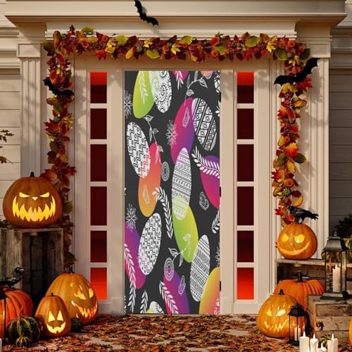 Susiyo Stretch Fabric Christmas Door Cover Decor 32x79 in
